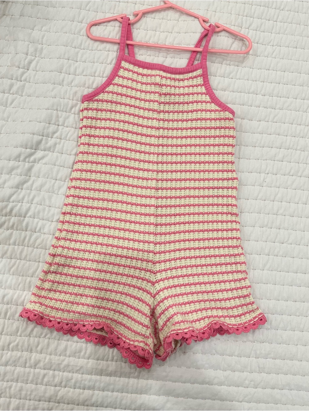 H&M Girls' Pink & Cream Striped Knit Romper